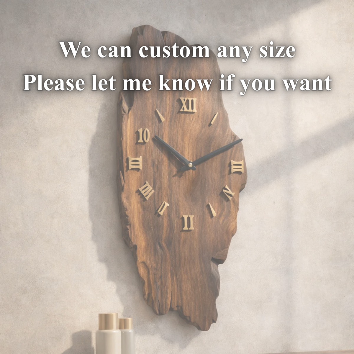 Live Edge Wall Clock – Solid Wood Rustic Clock for Modern Farmhouse Decor