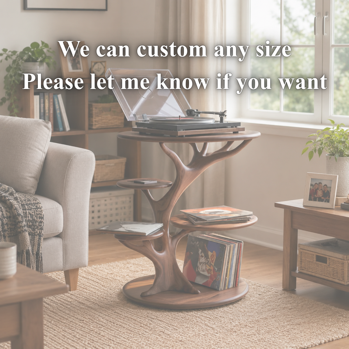 Sculptural Side Table – Solid Wood Magazine Rack Table for Modern Living Room Decor