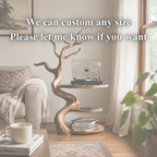 Tree Branch Wooden Side Table – Sculptural Solid Wood Accent Table with Storage Shelves