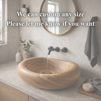 Hand-Carved Solid Wood Vessel Sink – Organic Round Bathroom Basin