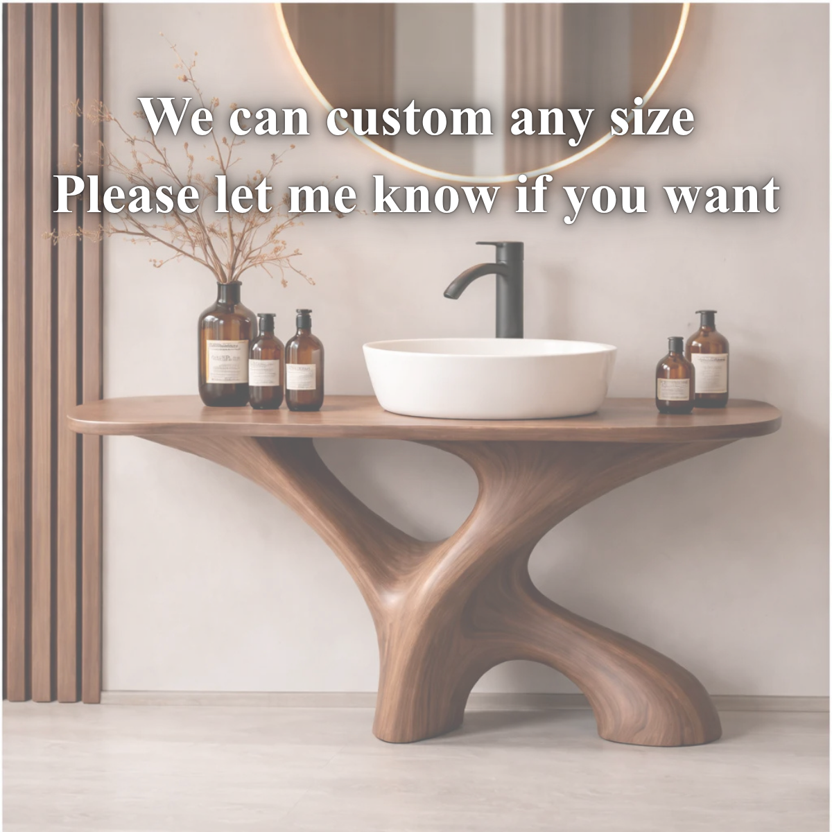 Tree Trunk Bathroom Vanity – Solid Wood Vanity with Countertop for Bathroom Decor