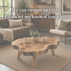 Rustic Solid Wood Coffee Table – Organic Tree Slice Center Table for Living Room Decor