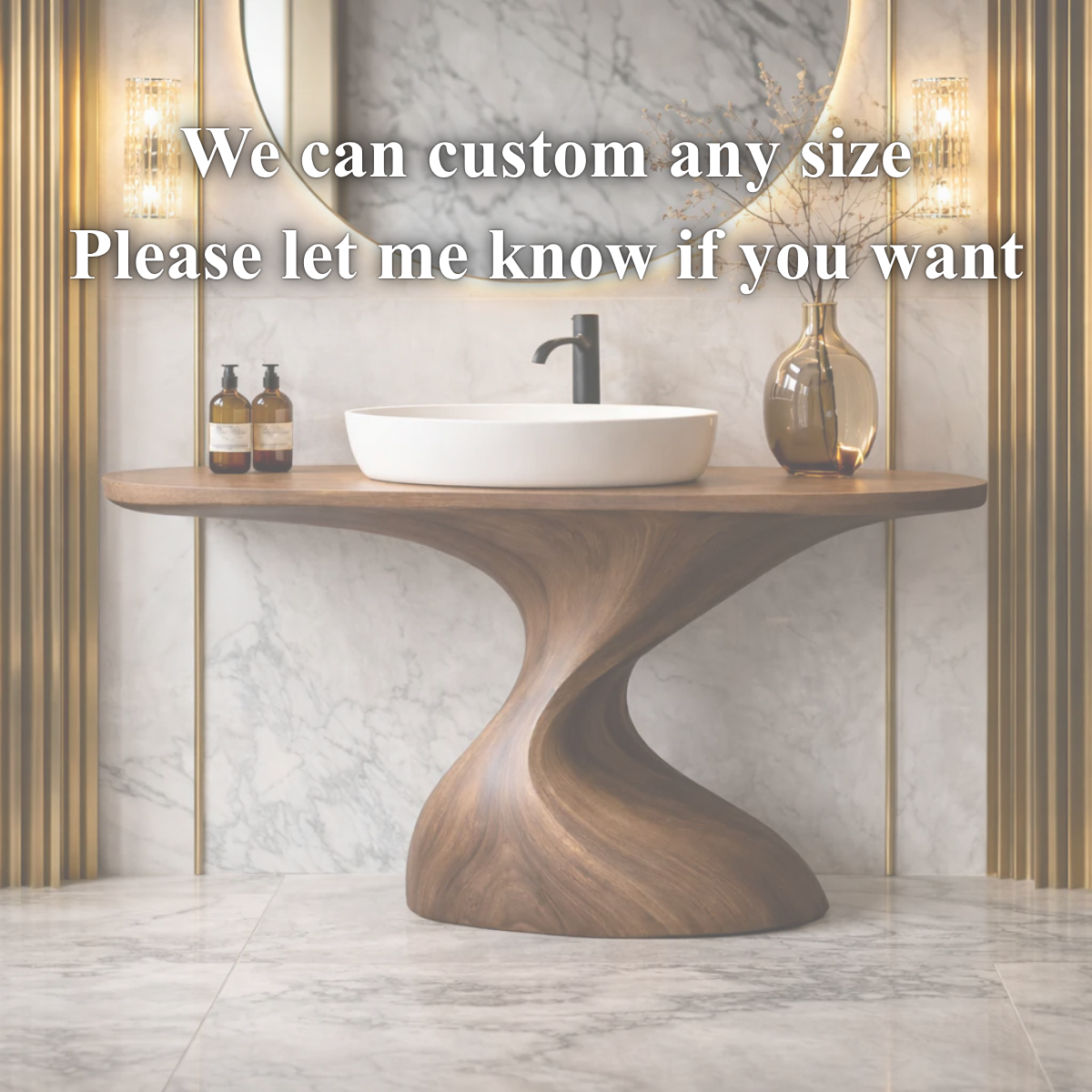 Tree Trunk Bathroom Vanity – Solid Wood Countertop Vanity for Bathroom Decor