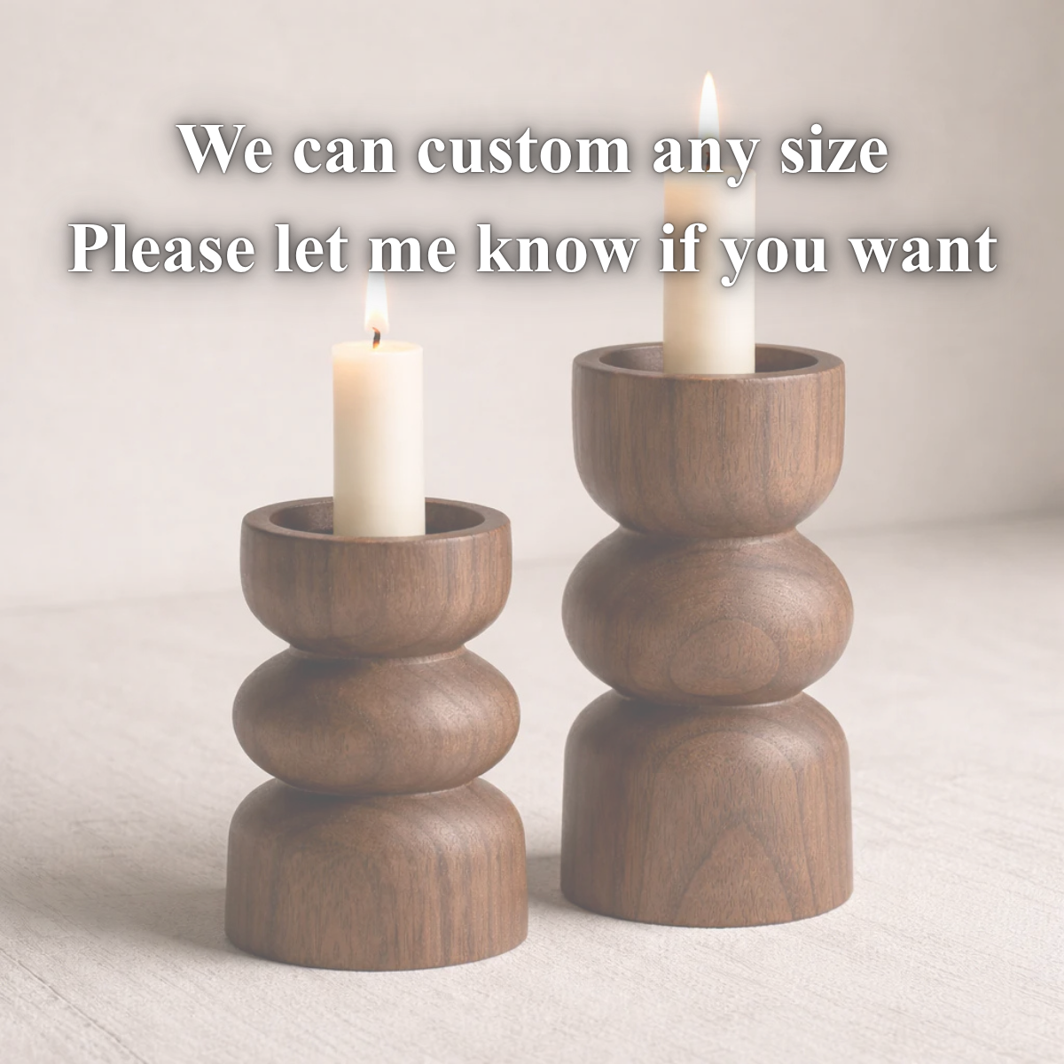 Stacked Wooden Candle Holders Set – Sculptural Minimalist Design