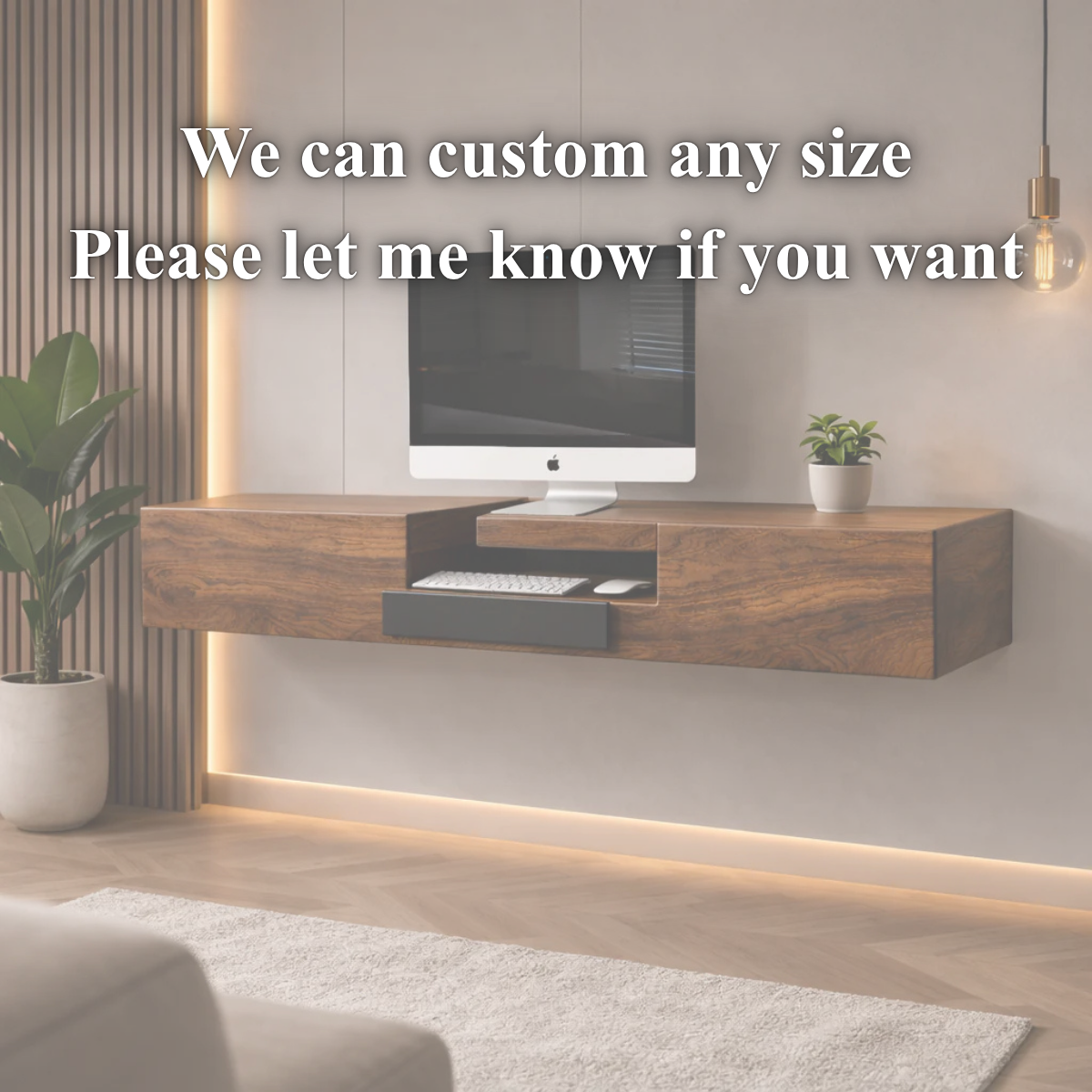 Floating TV Stand – Solid Wood Media Console with Drawer Storage
