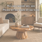 Tree Stump Coffee Table – Solid Wood Round Coffee Table for Rustic Living Room Decor