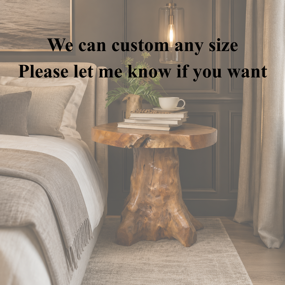 Tree Stump Nightstand – Solid Wood Bedside Table for Bedroom