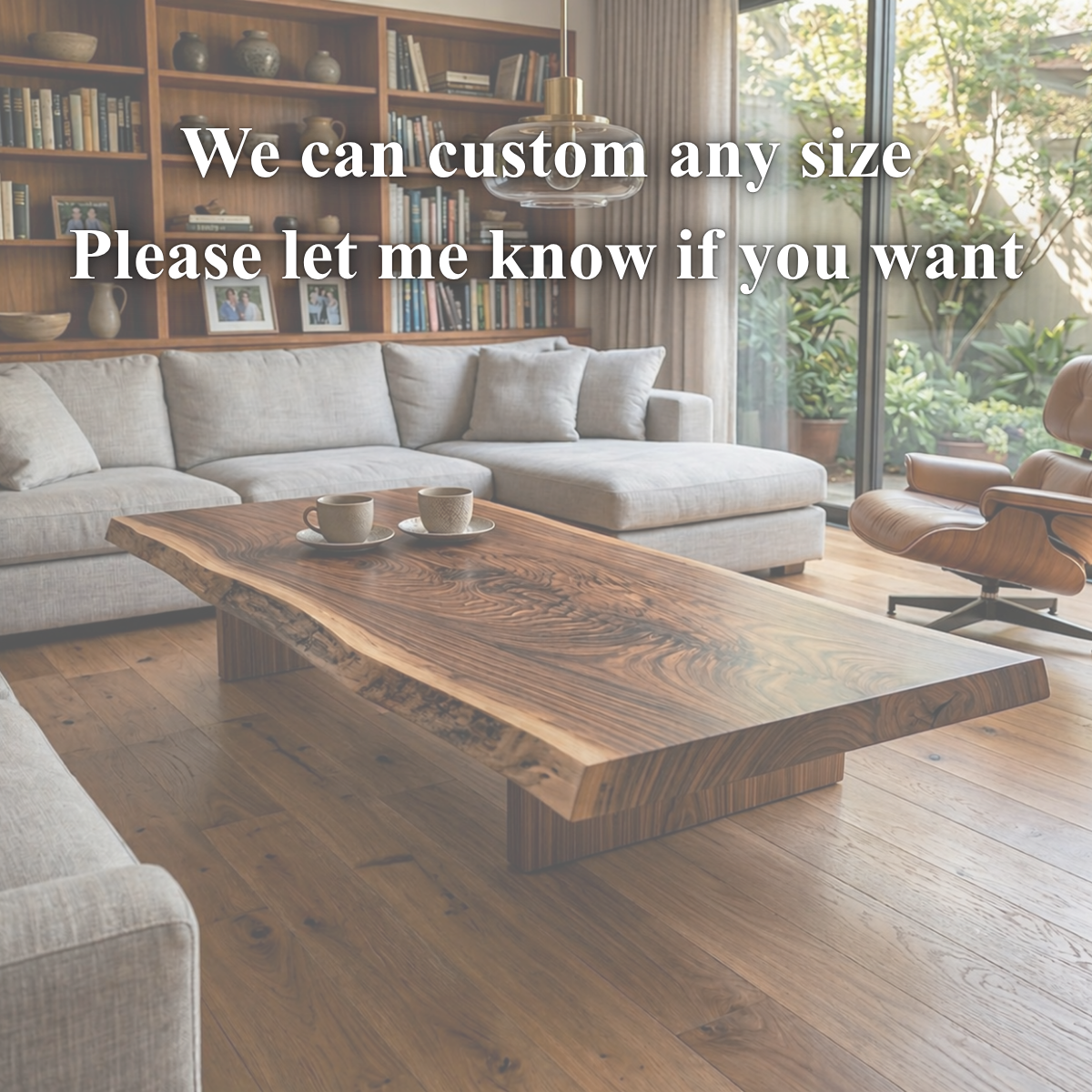 Rustic Coffee Table – Solid Wood Table with Metal Legs for Living Room Decor