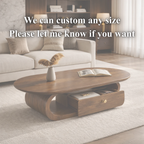 Solid Wood Coffee Table with Storage Drawer – Modern Rounded Design
