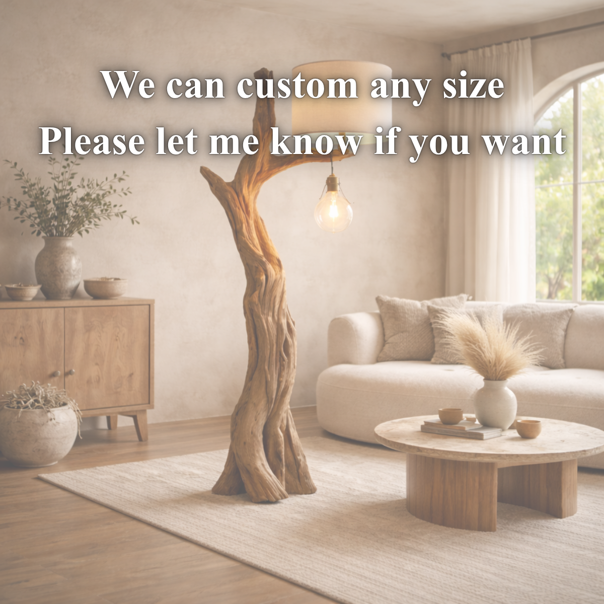 Sculptural Standing Lamp – Solid Wood Floor Light for Living Room Decor