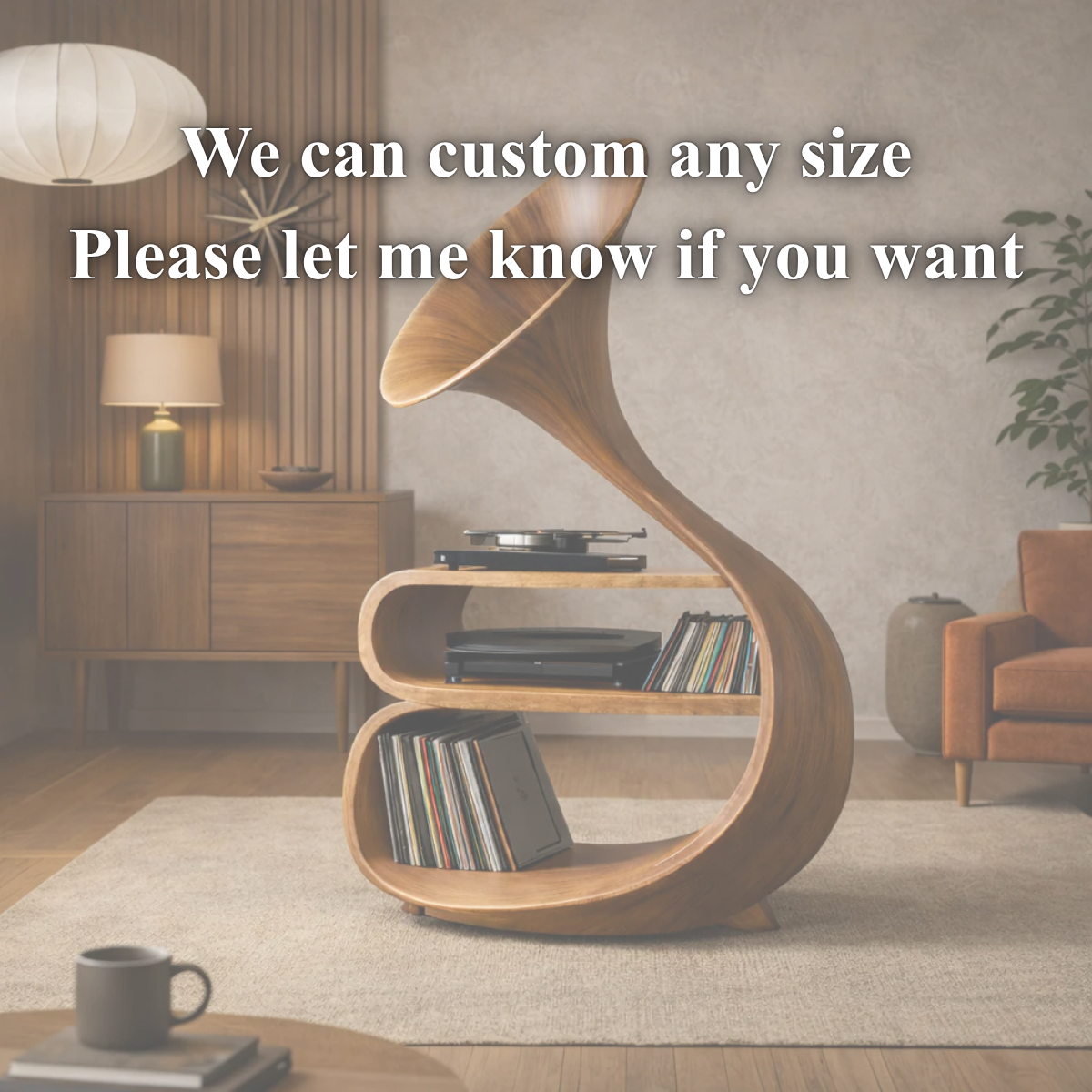 Gramophone Turntable Stand – Solid Wood LP Storage Cabinet