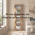 Sculptural Bookcase – Solid Wood Display Shelf for Living Room
