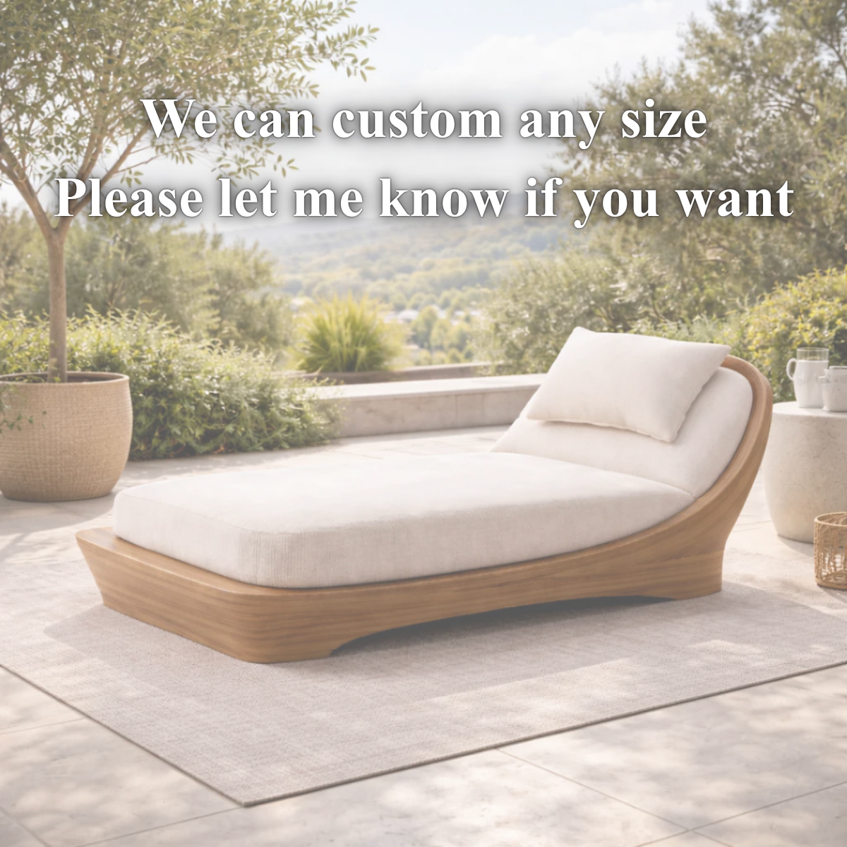 Wooden Chaise Lounge – Modern Lounge Chair with Cushion for Indoor and Outdoor Use