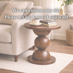 Pedestal Side Table – Sculptural Solid Wood Table with Stacked Sphere Base