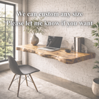 Live Edge Floating Desk – Solid Wood Wall-Mounted Desk for Home Office Decor