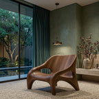 Sculptural Lounge Chair – Solid Wood Accent Chair for Modern Living Room