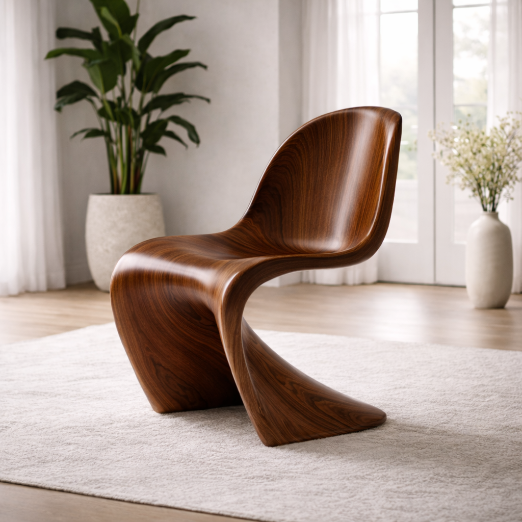 Statement Chair – Sculptural Solid Wood Chair for Living Room and Lounge