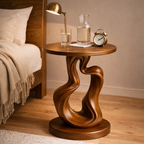 Twisted Side Table – Sculptural Solid Wood Table for Modern Living Room