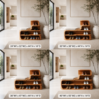 Wood Shoe Bench with Storage – Solid Wood Entryway Shoe Rack Bench with Cushion