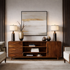 Solid Wood TV Stand – Modern Natural Media Console