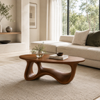Sculptural Wave Wooden Coffee Table – Modern Curved Design