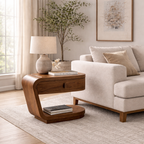 C-Shaped Side Table – Modern Wooden Table for Sofa and Bedside