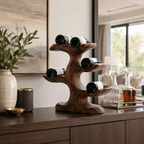 Tree Branch Wood Wine Rack – Solid Wood Bottle Display Stand for Dining Room Decor