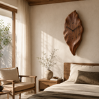 Leaf Wood Wall Clock – Solid Wood Decorative Clock for Dining Room Decor