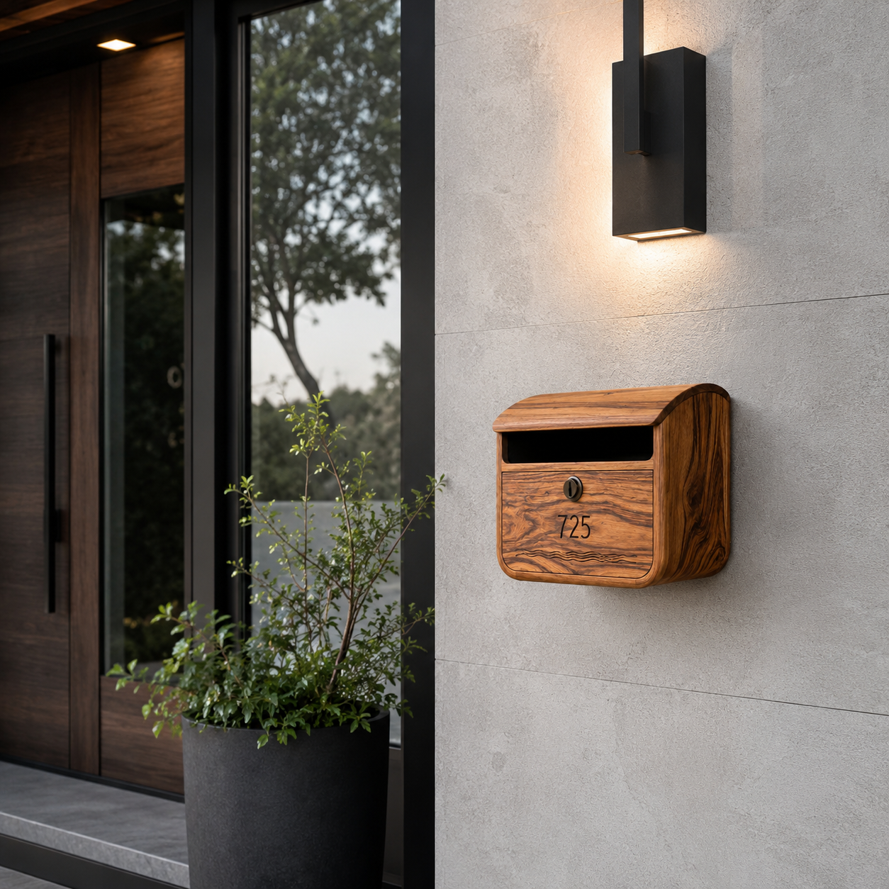 Wood Mailbox – Solid Wood Wall Mounted Mailbox for Outdoor Entryway Decor