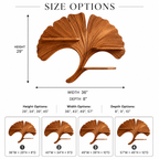 Ginkgo Leaf Wood Wall Shelf – Solid Wood Floating Display Shelf for Living Room Decor