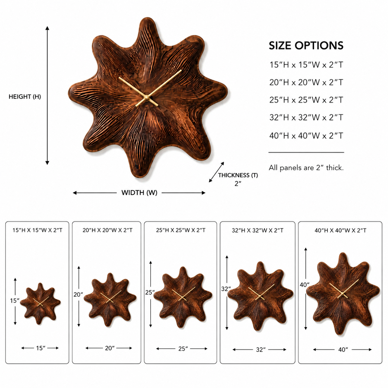 Flower Wood Wall Clock – Solid Wood Decorative Clock for Living Room Decor