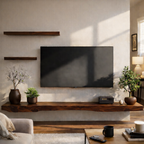 Live Edge Floating Stand – Solid Wood Wall-Mounted Console for Living Room Deco
