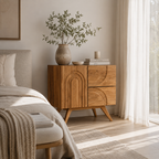 Arch Carved Wood Accent Cabinet