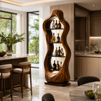 Sculptural Wine Cabinet – Solid Wood Bottle Storage Cabinet