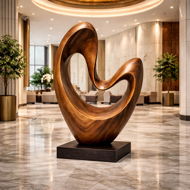 Abstract Sculptural Wooden Art Statue | Modern Luxury Interior & Lobby Statement Piece Hover Image