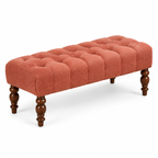 Tufted Upholstered Bench with Turned Wood Legs
