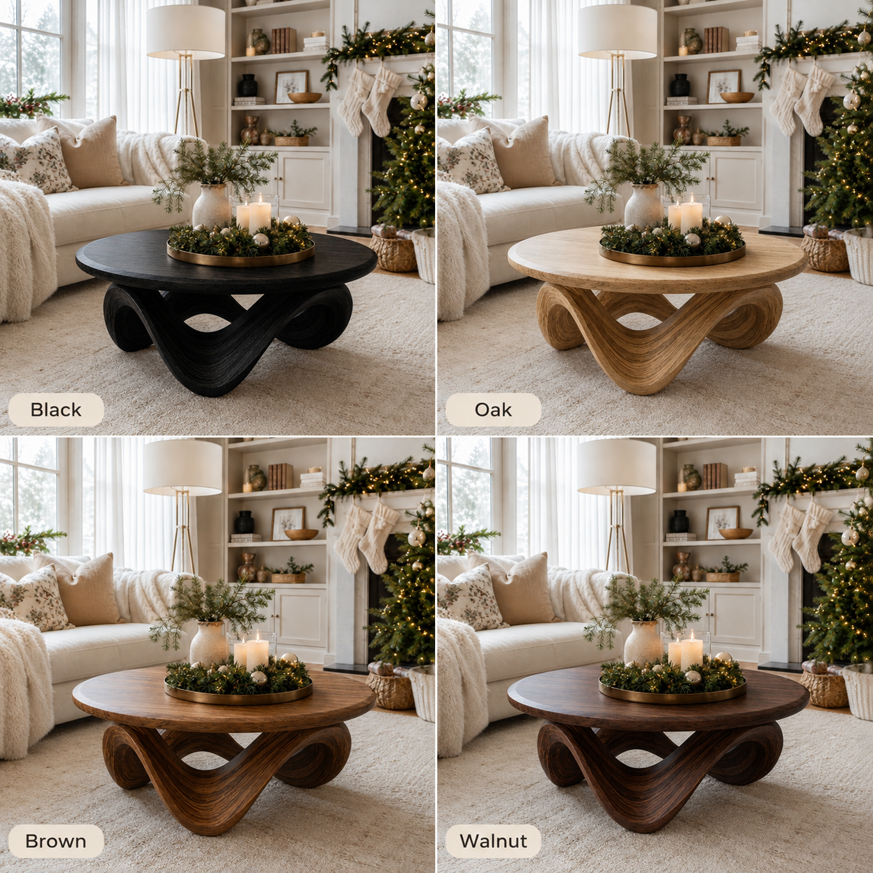 Ribbon Loop Round Wood Coffee Table