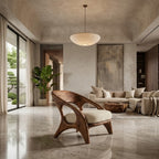 Sculptural Lounge Chair – Solid Wood Accent Chair for Living Room