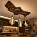 Live Edge Pendant Light – Solid Wood Ceiling Lamp with Hanging Bulbs
