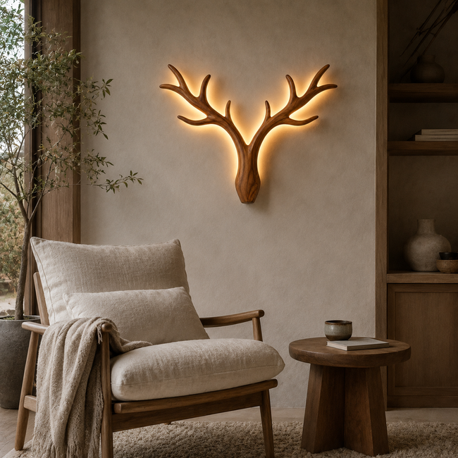 Black Tree Branch Wall Art – Solid Wood Backlit Wall Decor for Bedroom Decor Hover Image