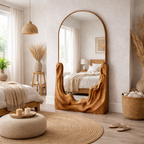 Handmade Wooden Mirror - Sculptural Wall Decor for Modern Interiors