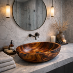 Vessel Sink – Handcrafted Solid Wood Sink for Luxury Spa Bathroom