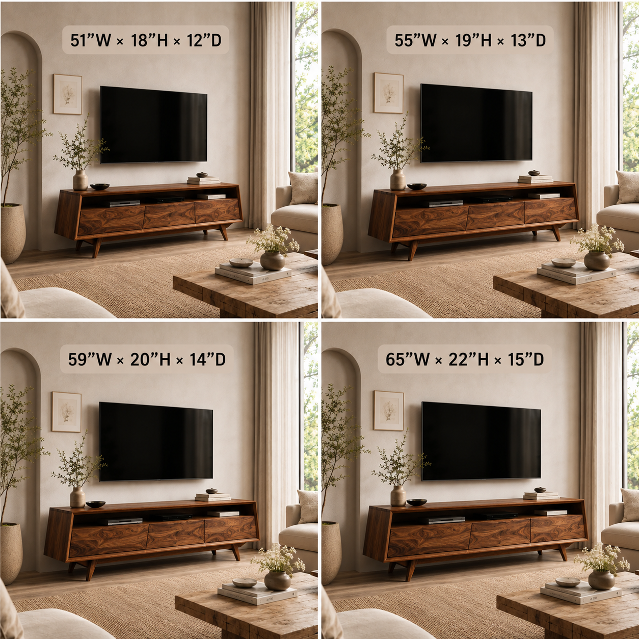 TV Stand – Solid Wood Media Console for Living Room
