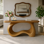 Sculptural Wave Wood Console Table – Handcrafted Curved Design