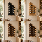 Wall-Mounted Wine Rack – Solid Wood Bottle Holder with Glass Storage