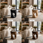 Sculptural Geometric Wood Side Table