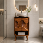 Carved Wood Bathroom Vanity – Solid Wood Sink Cabinet for Bathroom Decor