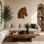 Horse Head Wood Wall Art – Solid Wood 3D Animal Sculpture for Entryway Decor