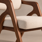 Sculptural Walnut Wood Upholstered Armchair