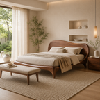 Curved Bed Frame – Solid Wood Platform Bed for Modern Bedroom